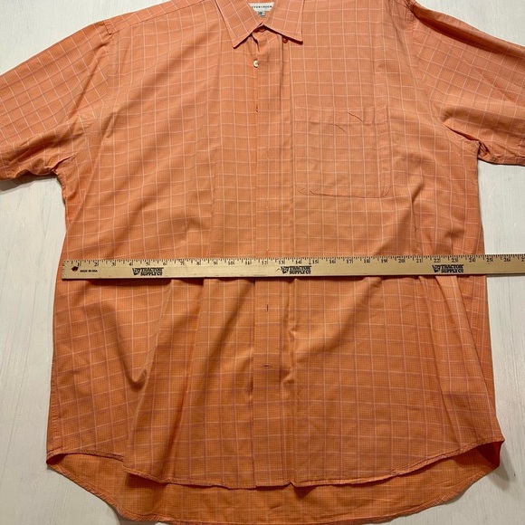 Cutter & Buck Men’s 1XB Short Sleeve Button Up Shirt Orange Plaid Cotton Casual - Picture 6 of 9
